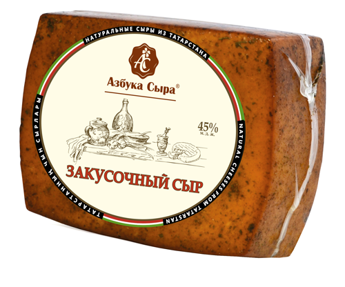 Сыр копченый со специями «Закусочный»